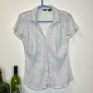 White Paisley Shortsleeve Button Down